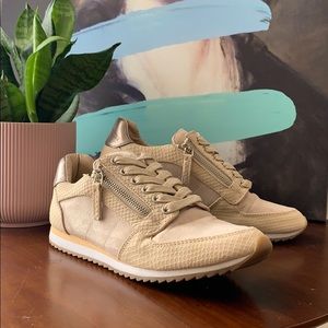 JustFab Meridian Sneaker Side Zippers Tan